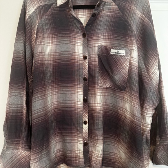 BDG Tops - BDG Urban Outfitters Amethyst, Gray, Cream Plaid Soft Flannel Shirt